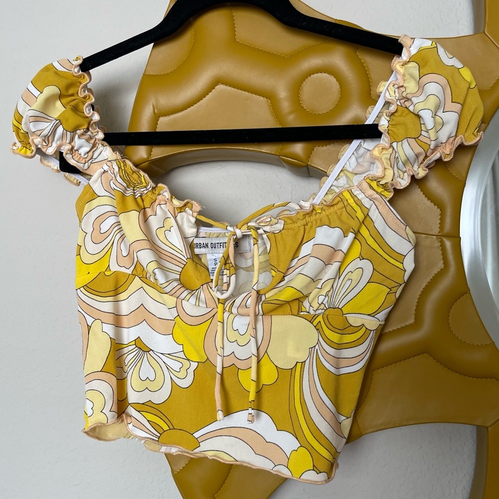 Cropped off the shoulder printed camisole (size small)
